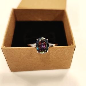 New Mystic Topaz CZ & Sterling Silver Ring Size 7